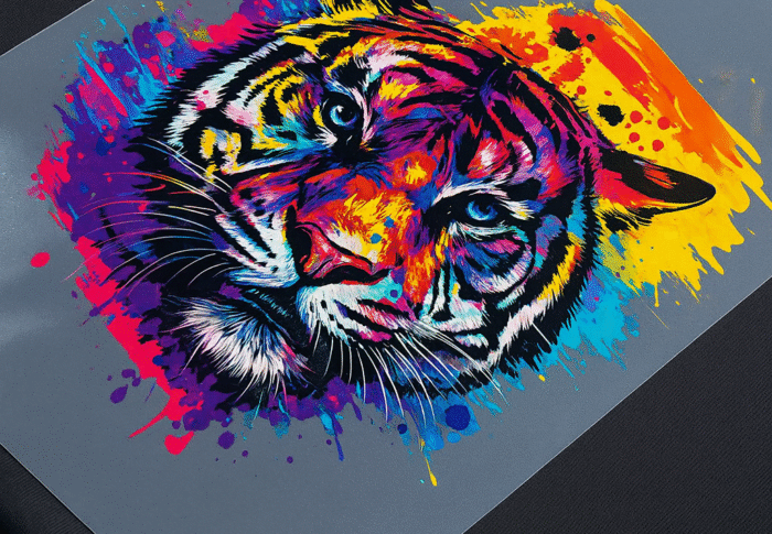 Custom DTF transfer on t-shirt with vibrant colors